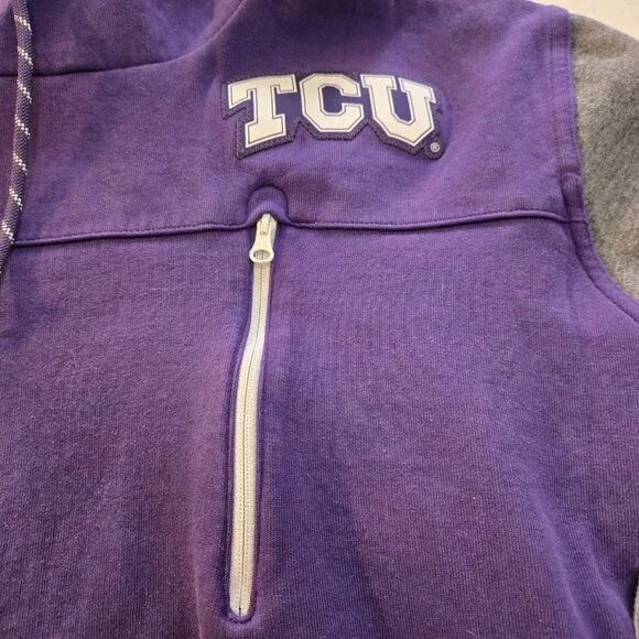 Nike TCU Horned Frogs Hoodie Sweatshirt Purple Zipper Pocket Vintage XL - Picture 2 of 5